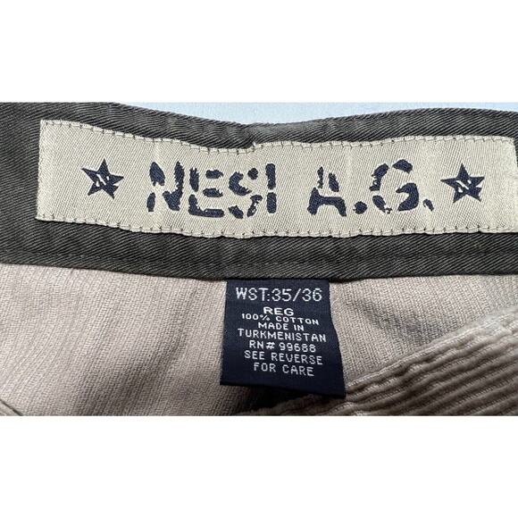 NWT Nesi A.G. Men's Tan Wide Leg Skater Y2K Corduroy Pants - Size 35x31 - Picture 5 of 5
